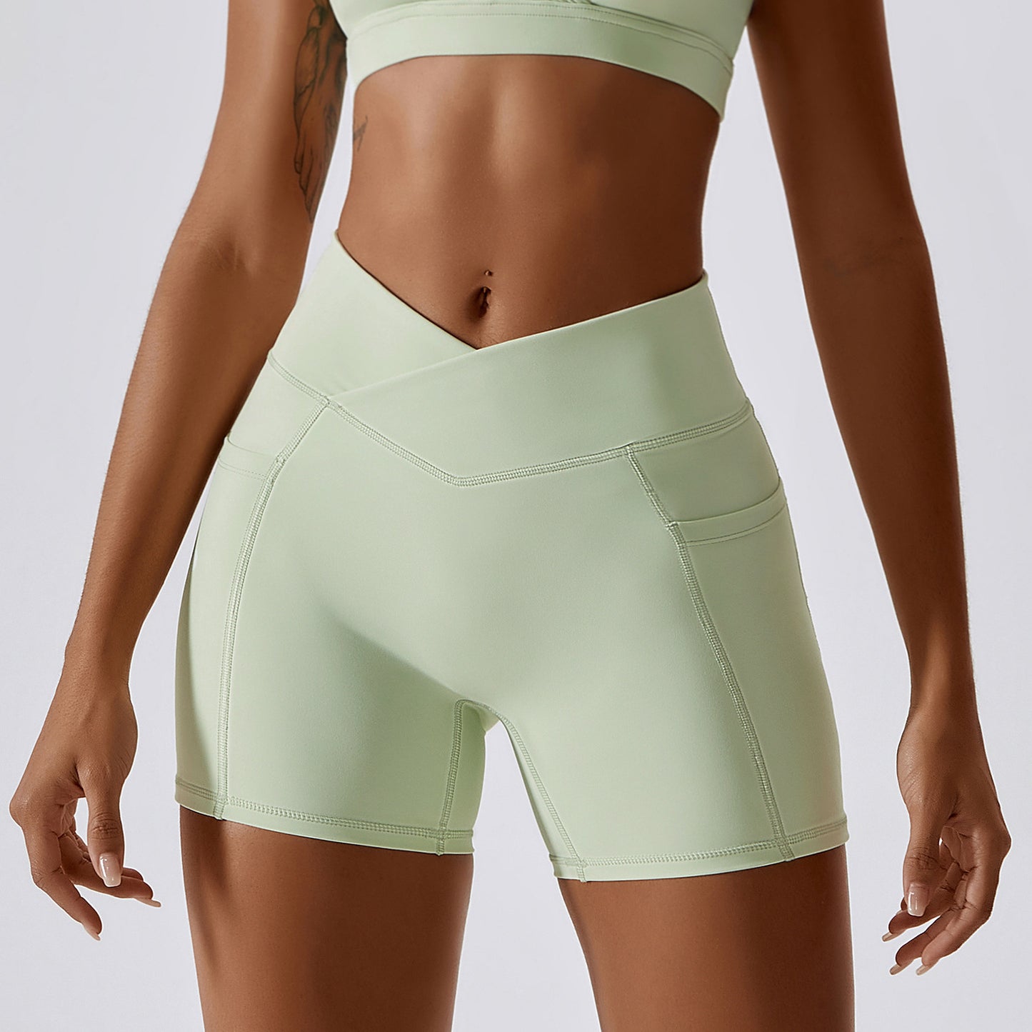 Fitness Shorts Cross Waist Tights For Women