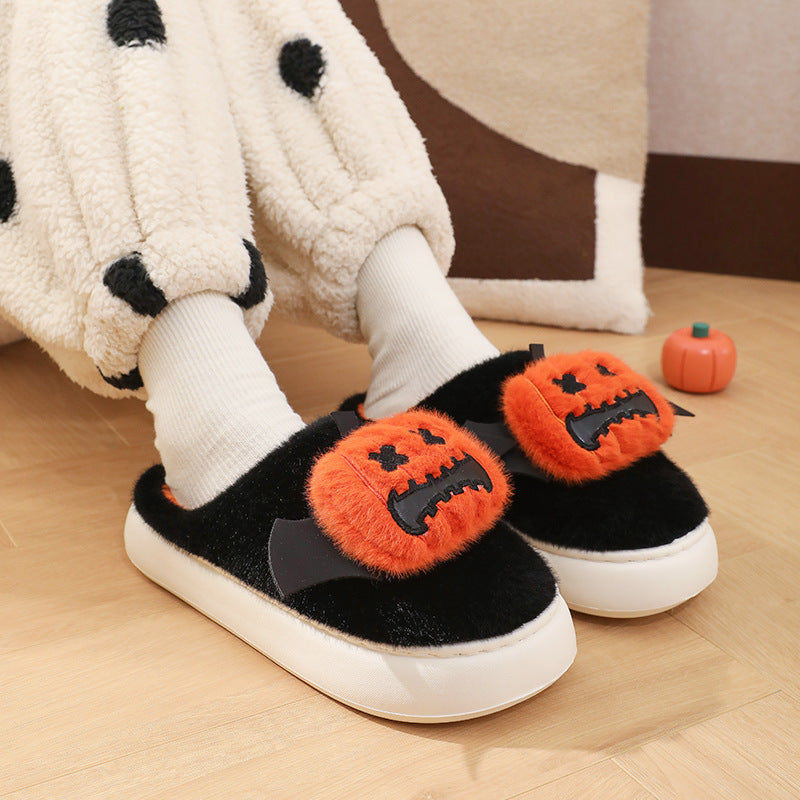 Halloween Cartoony Pumpkin Slippers With Small Wings