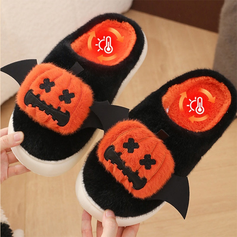 Halloween Cartoony Pumpkin Slippers With Small Wings