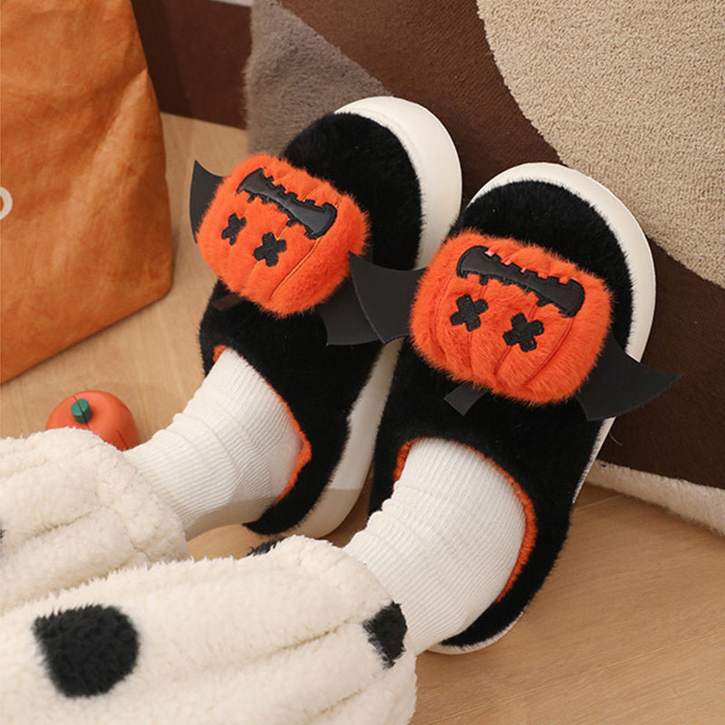 Halloween Cartoony Pumpkin Slippers With Small Wings