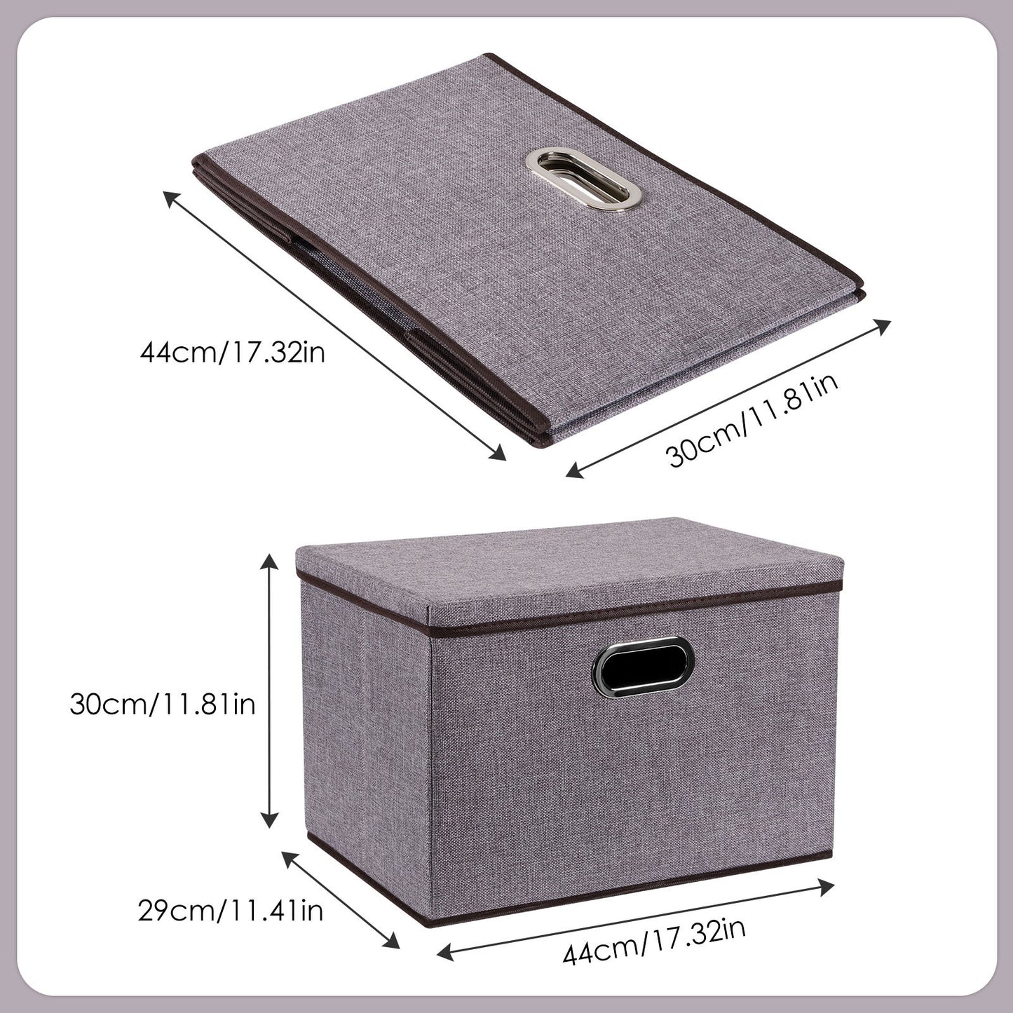 Cotton And Linen Large Folding Storage Box 44-30-30cm, 3-piece Set, 5-piece Set