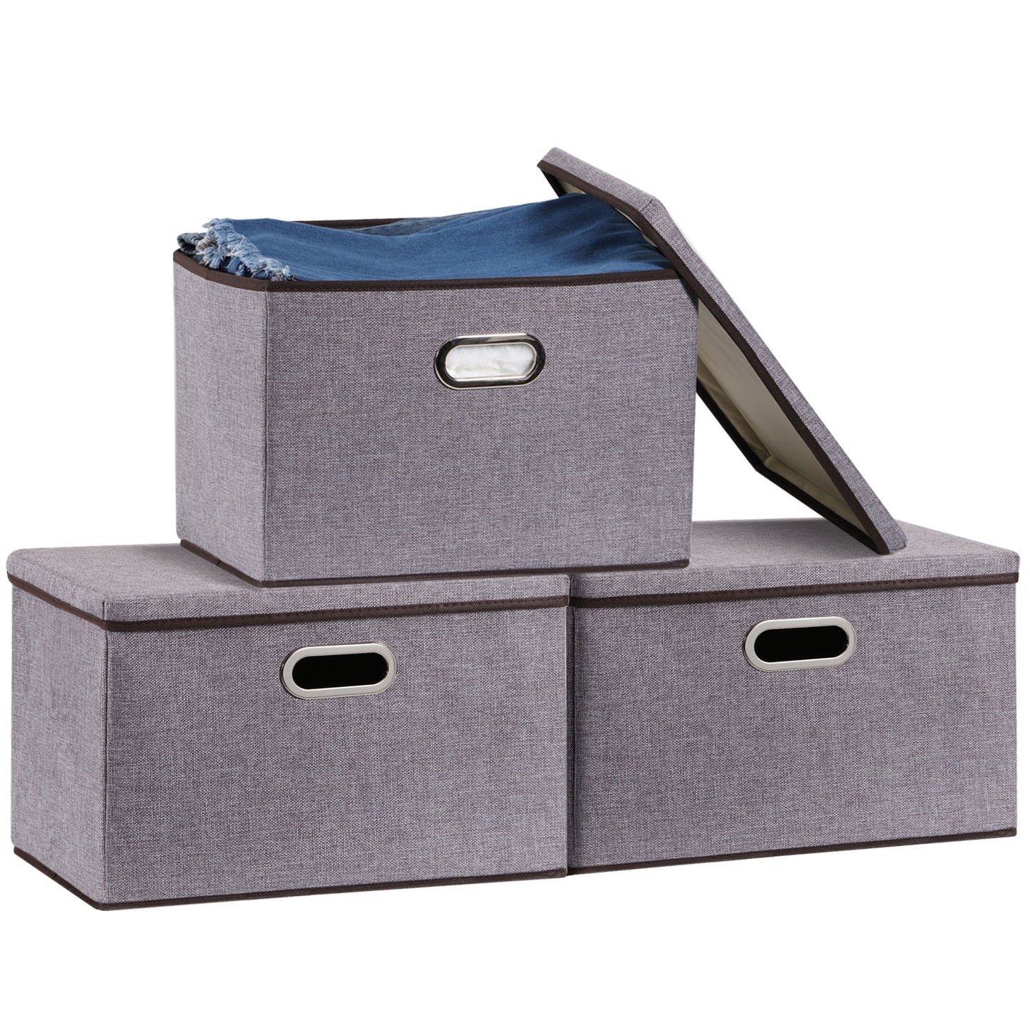 Cotton And Linen Large Folding Storage Box 44-30-30cm, 3-piece Set, 5-piece Set