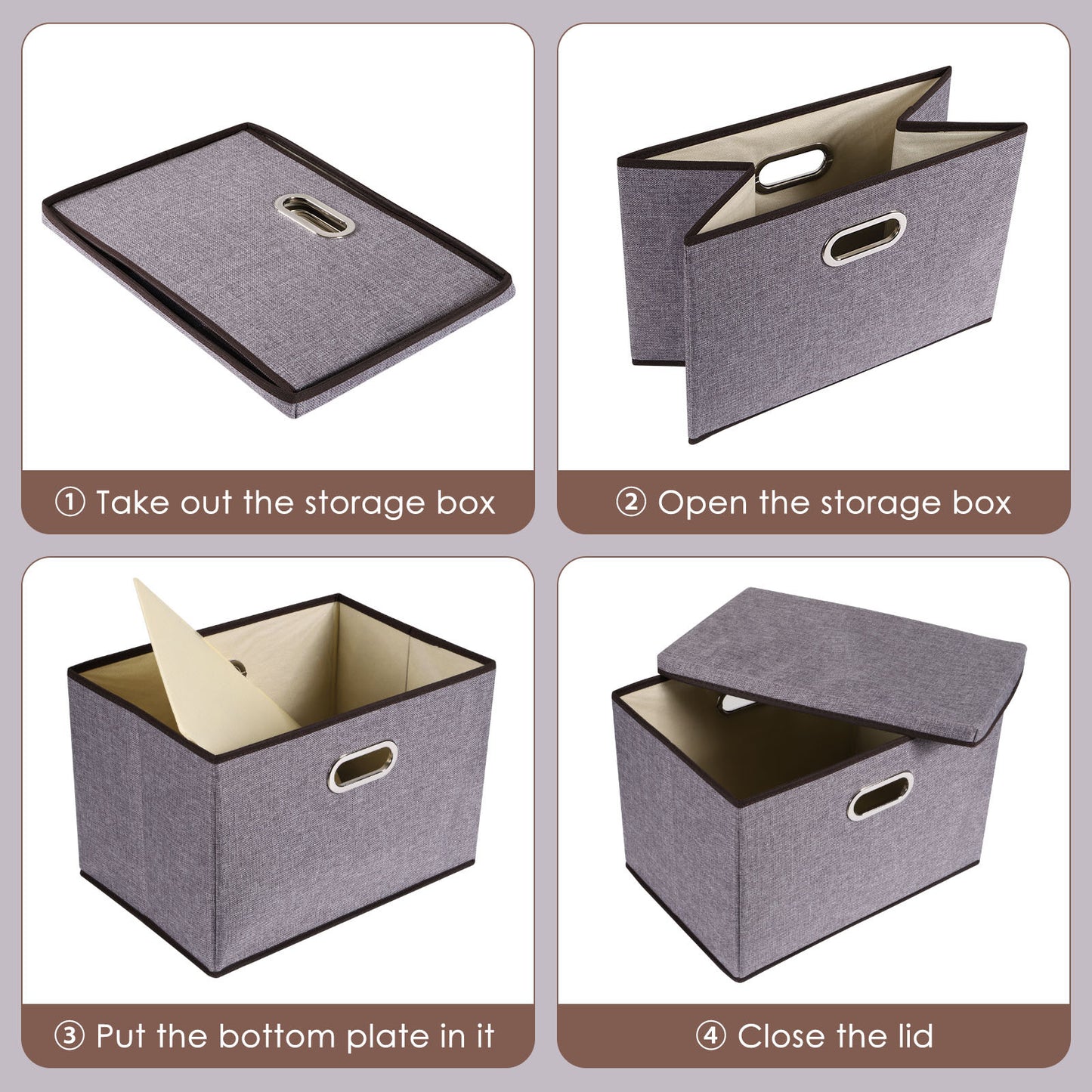 Cotton And Linen Large Folding Storage Box 44-30-30cm, 3-piece Set, 5-piece Set