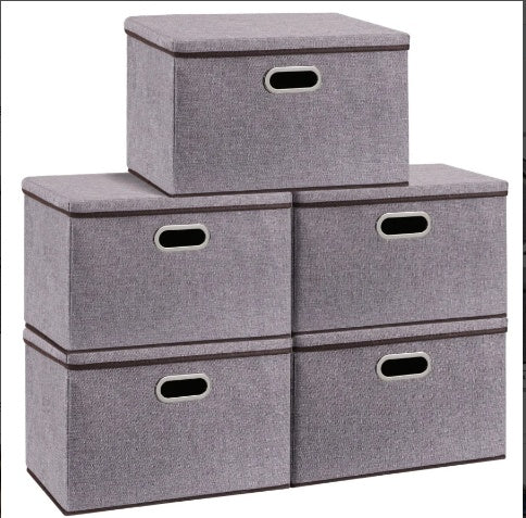 Cotton And Linen Large Folding Storage Box 44-30-30cm, 3-piece Set, 5-piece Set