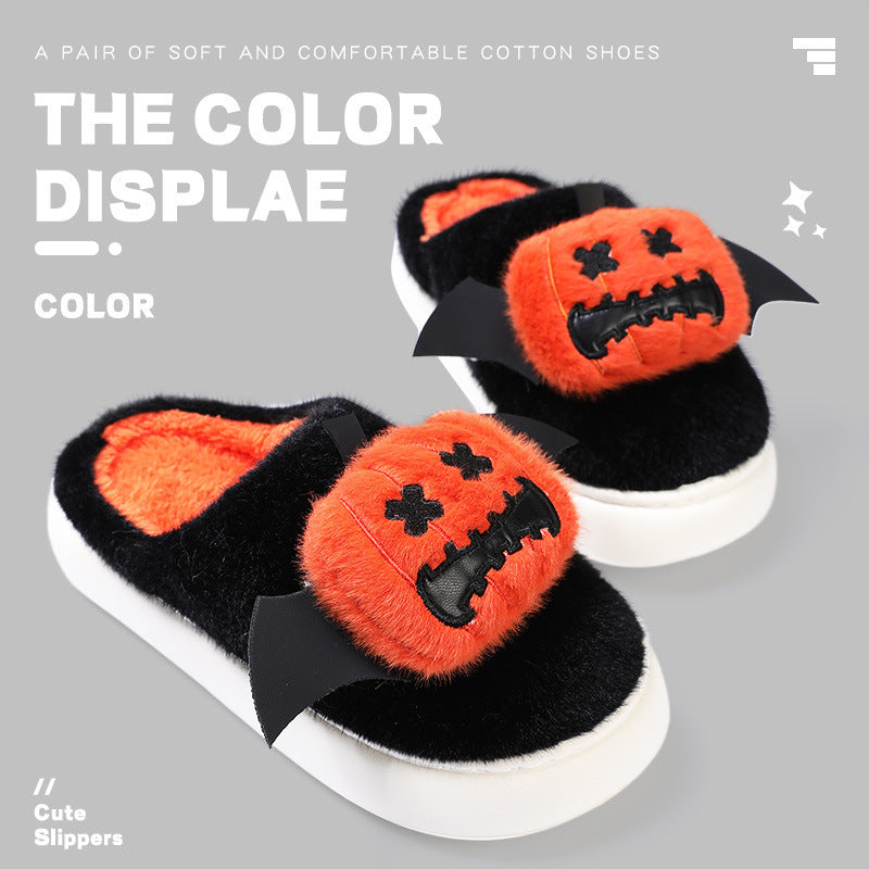 Halloween Cartoony Pumpkin Slippers With Small Wings