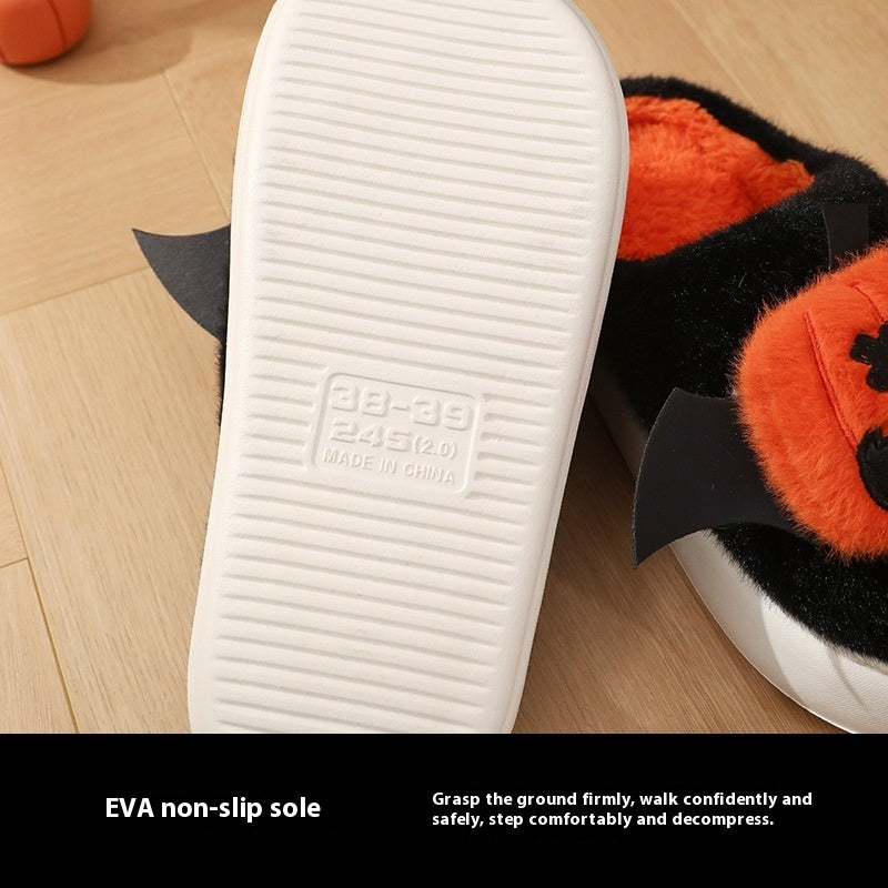 Halloween Cartoony Pumpkin Slippers With Small Wings