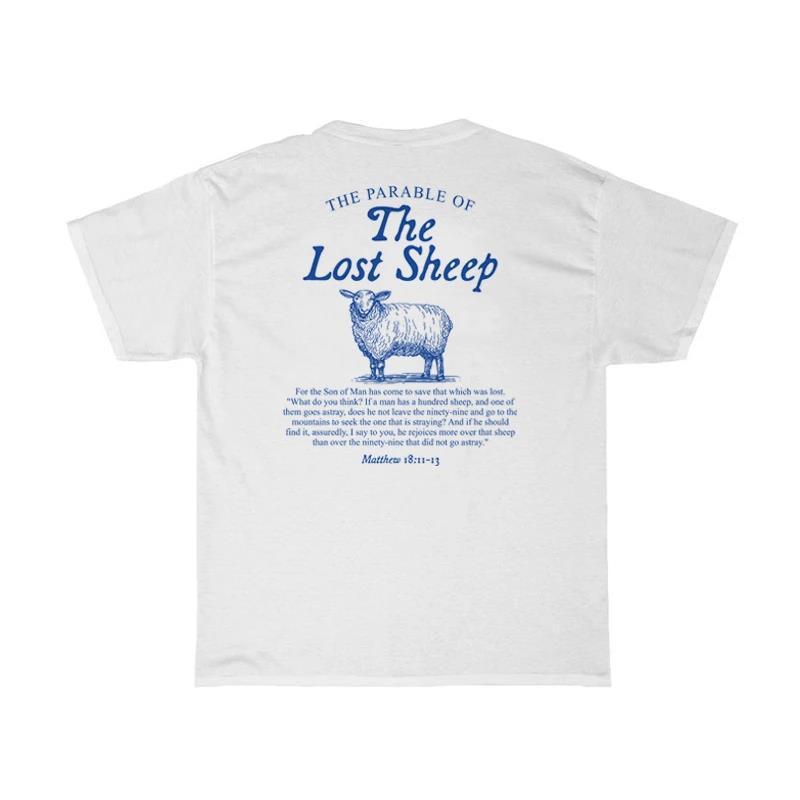 Women Lost Sheep Back Print Bible Verse T-Shirt