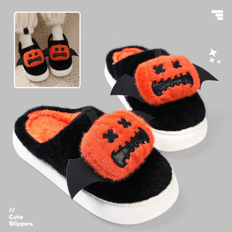 Halloween Cartoony Pumpkin Slippers With Small Wings